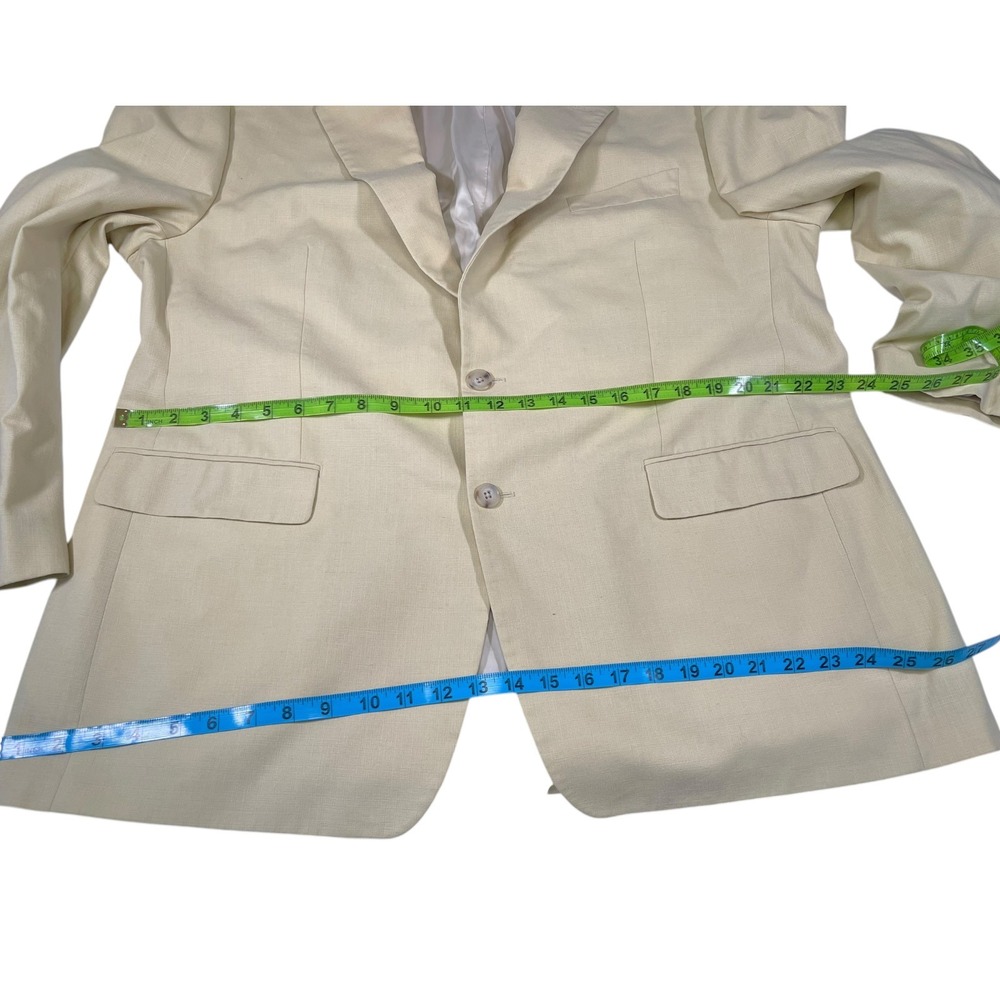 IZOD 46R Yellow Blazer Linen Blend Two Button Sport Coat Preppy Coastal Minimal - Picture 6 of 10